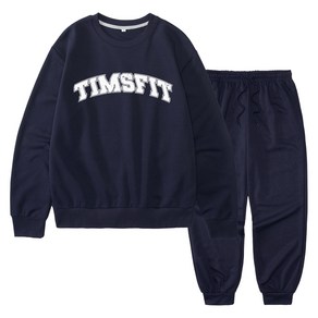 TIMSFIT 남녀공용 빅사이즈 레트로 빅로고 맨투맨 조거팬츠 셋업