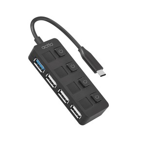 엑토 온오프 C타입 USB 3.2 앤 2.0 개별 전원 멀티허브 HUB-41, 블랙