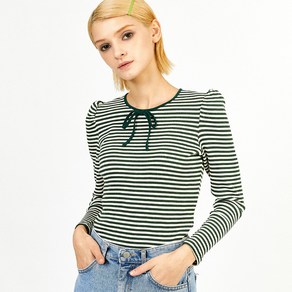 뎁 여성용 Stripe T Shirt w Ribbon DECMB2004M