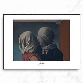 인테리어 명화 르네 마그리트 The Loves 메탈 액자, 중형(40 x 50 cm), 블랙