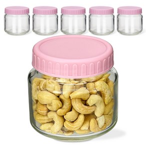 미르 실리콘링 플라스틱 뚜껑 유리병 원형 핑크 SG210, 6개, 150ml