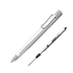 LAMY 사파리 볼펜 1.0mm + M16F 볼펜리필심 0.8mm, 볼펜(샤이니화이트), 리필심(검정), 케이스(랜덤발송), 1세트