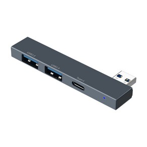 컴스 노트북 미니 USB 허브 USB 2포트 + C타입 1포트 IH586, 그레이, 1개