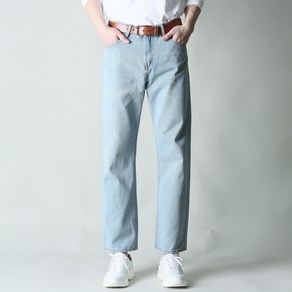 블루포스 남성용 셰빌로 와이드핏 10부 워싱 스판 청바지