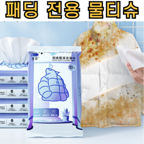 패딩 전용 물티슈 오염 제거 드라이 클리닝 김치 국묵, 9개, 10매입