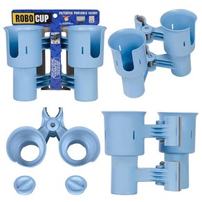 ROBOCUP EZ-Spring 컵 홀더 업데이트 버전 음료 거치용 낚싯대/폴 보트 해변 의자 골프 카트 휠체어 보행기 드럼 스틱 마이크 스탠드용 라이트 블루