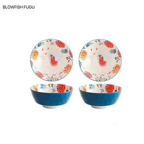 BLOWFISHFUGU 노르딕 볼 세트입니다/밥 공기 세트/밥공기/예쁜 그릇이에요+랜덤 사은품, 4.5인치입니다*2P, D, 1개