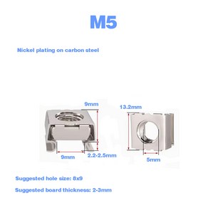 304 스테인레스 스틸 탄소강 아연 도금 카드 너트 플로팅 케이지 캐비닛 다리미 시트 나사 캡, 17 20pcs    M5, 1개