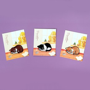 뭐하냥 숨었냥 고양이 냥이 자수 와펜 패치 3종, 쿠키냥,턱시도냥,치즈냥, 1세트