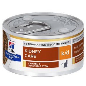 힐스 캣 kd k/d 치킨&야채 스튜 캔 82g - 고양이 신장관리 습식 처방캔, 1개, 닭, 82ml