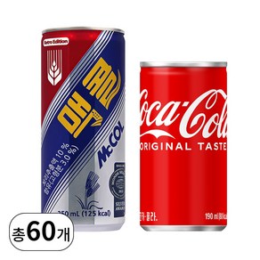 맥콜 250ml 30개+코카콜라 190ml 30개