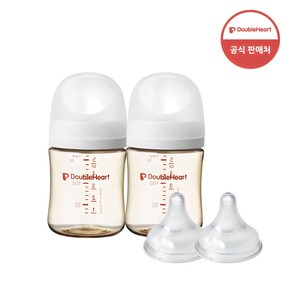 더블하트 모유실감 3세대 PPSU 베이직 트윈팩 160ml+젖꼭지(2입)