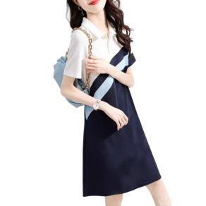 여성용 스트라이프 칼라 원피스 골프 스커트 Women's Dress