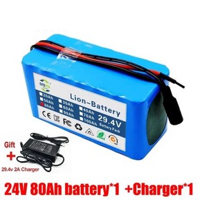 전기 자전거 모페드 스쿠터 18650 배터리 2A 충전기 24V 80Ah 7S3P 29.4V 80000MAh, 1개