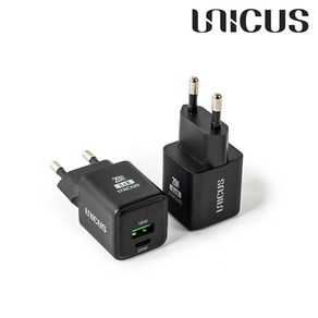 우니쿠스 GaN 20W USB PD 멀티 2포트 고속 충전기 UNPD20W PPS QC3.0, 블랙, 1개