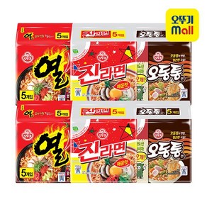 진라면 매운맛 5입x2개+열라면 5입x2개+오동통면 5입x2개, 1세트