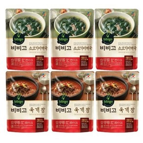 비비고 육개장 500g 3개 + 소고기 미역국 500g 3개, 6개