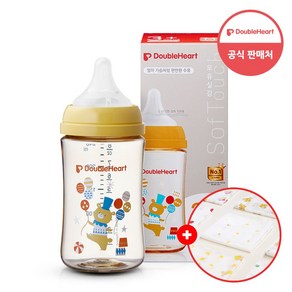 더블하트 모유실감 3세대 PPSU 서커스베어 240ml (M젖꼭지포함)+손수건증정, 단품