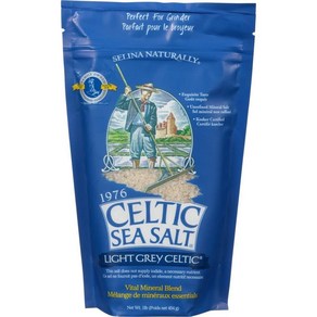 라이트 그레이 Celtic Sea Salt 0.5kg(1파운드) 재밀봉 가능한 백 - 첨가물 프리 맛있는 바다 소금 요리 베이킹 등에 적합 - 글루텐 프리 GMO 프리 인증, 1개, 454g