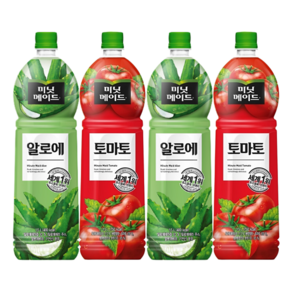 [한번에먹자쇼핑몰] 과즙음료 1.5L 2종 혼합세트 ( 미닛메이드 알로에 + 미닛메이드 토마토 ) 사무실 가정용 과일음료 알로에주스 토마토주스, 4개