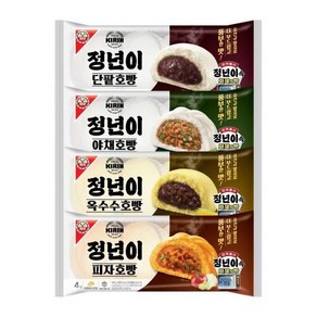 롯데웰푸드빵공장 직송 롯데베이커리 기린 호빵 (4입) 4종 총4봉, 1세트