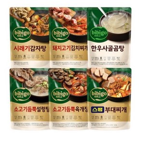 비비고 프리미엄 즉석국탕 6종 B세트 (한우사골500g+진국설렁탕500g+차돌육개장500g+돼지고기김치찌개460g+스팸부대찌개460g+시래기감자탕460g), 1세트