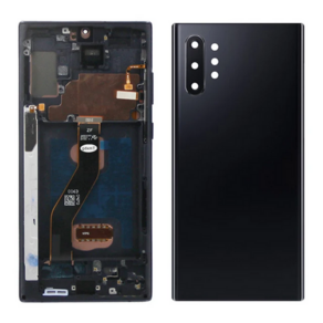 삼성 갤럭시 노트 10 + N975F N976F 용 AMOLED 스크린 LCD 디스플레이 디지털 터치 스크린 노트 10 플러스 5G 용 프레임 포함, 1개, Black Fame I Cove