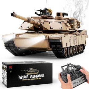 RC 탱크 US M1A2 에이브럼스 아미 탱크 헝롱 1: 16 2.4GHz 메인 배틀 모델 14세용 사운드 라이트 원격 제어 차량+, 1개