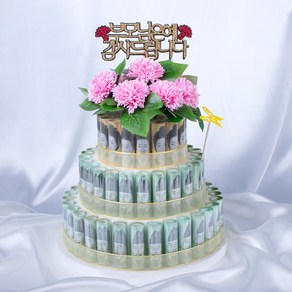 돈케이크 만들기 지폐70장용 4단세트, 생일을 축하합니다(기본), 비누장미(혼합 C세트), 선택안함