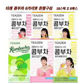 티젠 콤부차 6가지맛 혼합구성 60스틱 10스틱X6박스 이사 선물, 50g, 6개