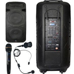 데닉스 포터블 앰프스피커 DY-2000W 2000와트 국산 버스킹 강연 색소폰 연주용 무선마이크 2개 SM, 핸드+헤드셋마이크