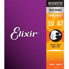 공식수입제품<b>Elixi - NANOWEB 80/20 Bonze Acoustic Exta Light / 나노웹 어쿠스틱 스트링 010-047 (11002), *, *, Elixi Acoustic NANOWEB Exta Light (010-047) 11002 엘릭서 나노웹 통기타줄