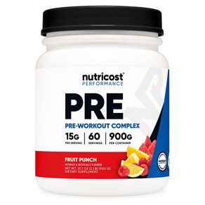 뉴트리코스트 프리워크아웃 파우더 60회분 프루트펀치 Pe-Wokout Powde Complex Fuit Punch, 1개, 900g