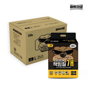 [여유견생] 책임질개 배변패드 특대형 60X90cm 1BOX (6팩 120매) 발도장방지 냄새잡는 강력흡수 배변패드, 6개