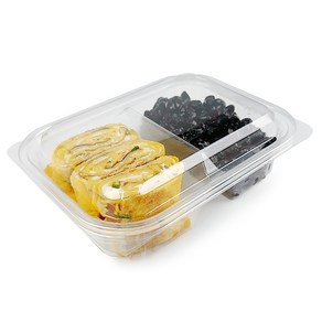사각 샐러드 반찬 용기 중 뚜껑포함, 204-2칸 검정, 1개, 100세트