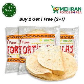 Fesh2Go Totillas (Roti) 8 inch (12pcs) (2+1) 1728g 또띠아 8인치, 576g, 1세트, 3개