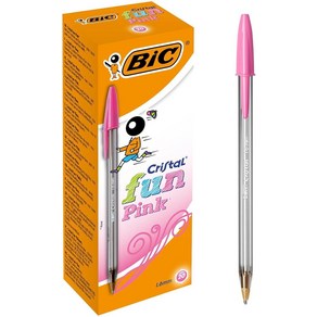 BIC 크리스털 훤 볼펜 와이드 포인트 (1.6 mm) - 핑크 20개 박스