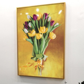 앙리아트 걸어두면 기분 좋아지는 꽃 그림 액자 인테리어 소품 계절 액자, 5번 다양한색 튤립 꽃 다발 노란배경
