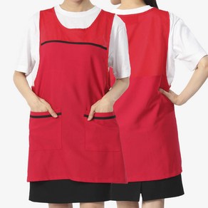 어린이집 주방 복지센터 요양원 레드 여름 망사 앞치마 ZZ04, ZZ04 빨강L, 1개