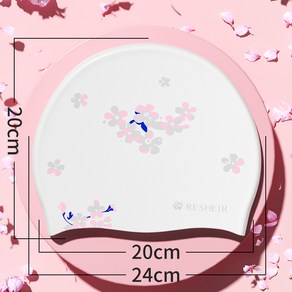 여성용 인쇄 실리콘 수영 모자 긴 머리에 사용할 수있는 수영 모자의 확대 버전