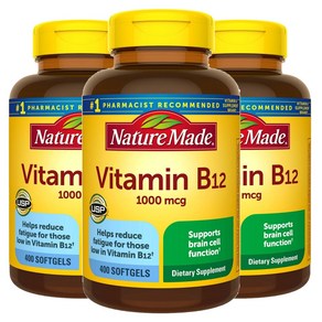 네이처메이드 비타민 B12 1000mg 400정 ( Natue made Vitamin B12 1000mcg 400 softgels), 3개