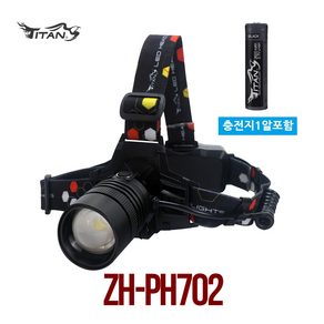 일주일 이벤트! 타이탄코리아 ZH-PH702 (18650충전지1알제공) 4300루멘(max) XHP70.2칩 3단멀티모드 각도조절 줌조절 LED헤드랜턴 후레쉬