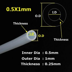 식품 등급 투명 실리콘 고무 호스 유연한 튜브 모세관 외경 0.5mm 1.5mm 2mm 3mm 4mm 5mm