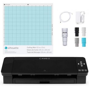 실루엣 카메오 4블루투스 포함 12x12 커팅 매트 오토블레이드 2 100가지 디자인 및 스튜디오 소프트웨어 블랙 에디션