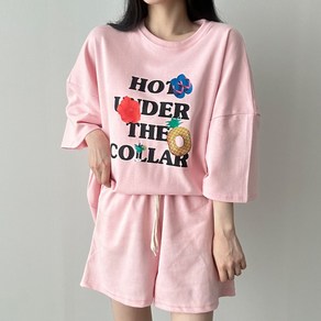 글래드블리스 여성 언더컬러 오버핏반팔 + 반바지 셋트