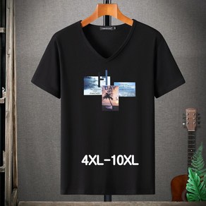 쥬엔리치 4XL~10XL 남자 빅사이즈 반팔 티셔츠 면 V넥 캐쥬얼 남성 루즈핏 데일리 여름 티