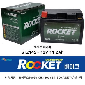 로케트배터리 STZ14S 12V11.2Ah 실버윙 포르자 ST1300 브이맥스2316215, 로케트 오토바이 배터리 11.2Ah