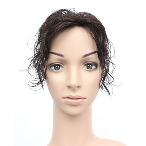 여우가발 정수리 웨이브가발 라인웨이브 부분가발 [W2077 가로줄망사], 9cmx11.5cm, 자연갈색, 1개