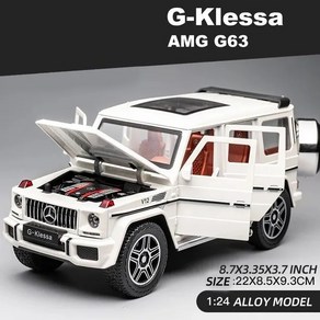 XMD 다이캐스트 1:24 AMG 벤츠 G63 아연 합금 풀백 자동차 G바겐 피규어 프라모델, G63 화이트, 1개