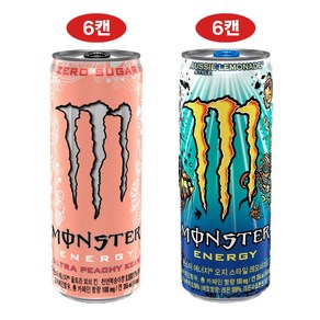 몬스터 에너지 2종 혼합 피치 킨/오지 스타일 레모네이드, 12개, 355ml